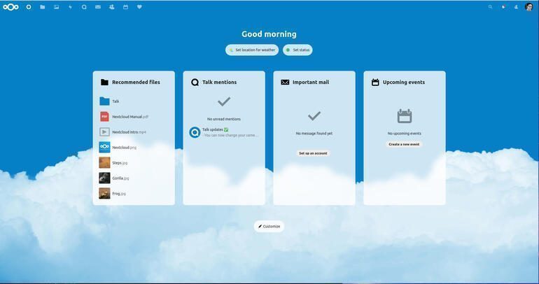 Cloud-based productivity dashboard interface with tasks and analytics.