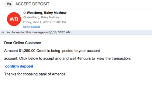 Lookout for phishing scam emails like this one