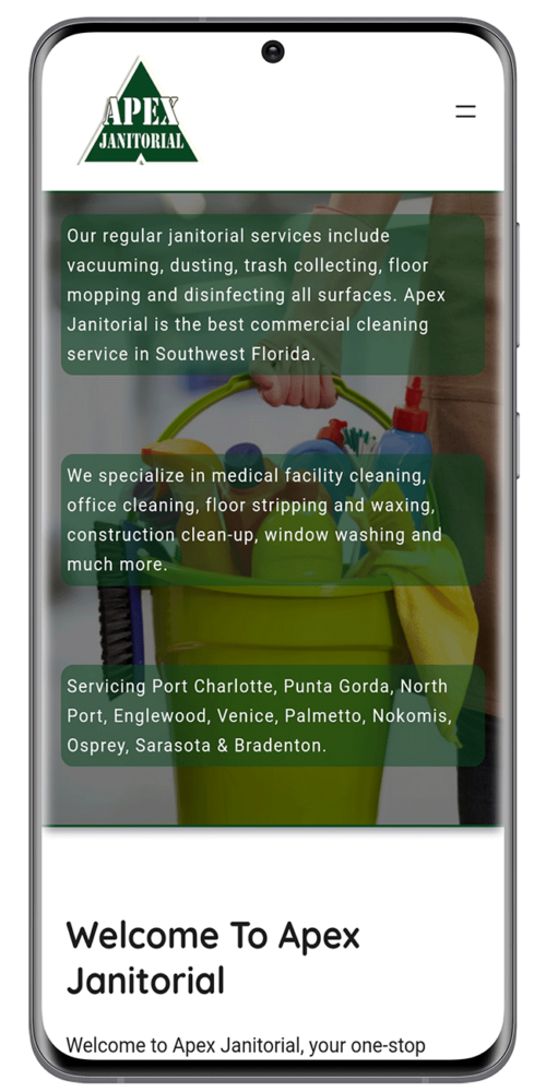 Apex Janitorial Website Designed by Vontainment