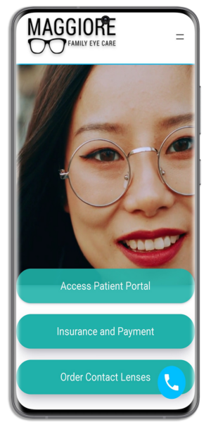 mobile eye care app interface with patient portal access