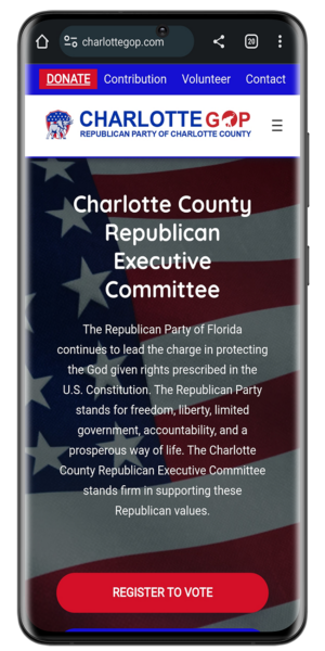 Charlotte GOP mobile website screenshot.