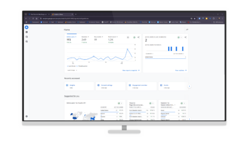 Google Analytics dashboard displaying website user activity metrics and trends in Port Charlotte.