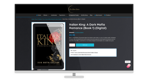 Discover Italian King: A Dark Mafia Romance eBook, featuring intrigue and passion in a thrilling narrative.  E-Commerce Web Design.