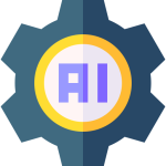 AI gear emblem representing cutting-edge technology and innovation.