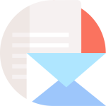 Circular document email icon representing digital communication and file sharing.