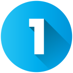 Blue number one badge icon for rankings and awards.