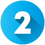 Blue number 2 icon, digital graphic for website and app design.