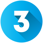 Blue number 3 icon for digital design and branding.