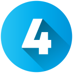 Blue gradient badge with number 4 and long shadow design.